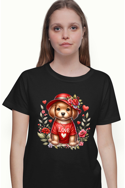 StoryGift Romania Tricou Femei cu un catel care poarta un tricou rosu, ilustr...