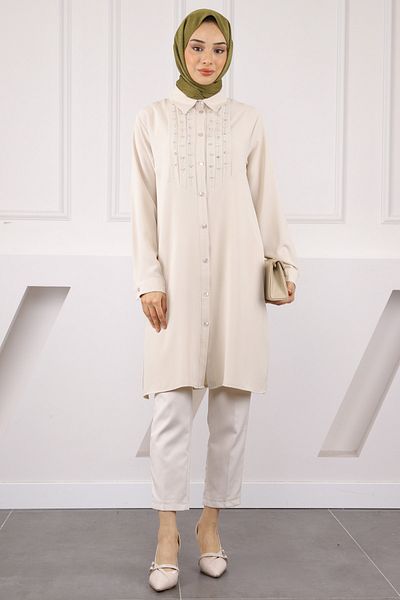 İmajButik Linda Tunic with Stone Front Stone Detail