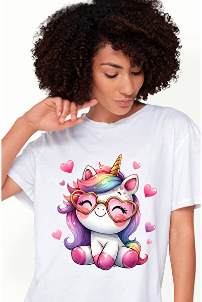 StoryGift Romania Tricou Femei cu un unicorn foarte bucuros, ilustratie, imbu...