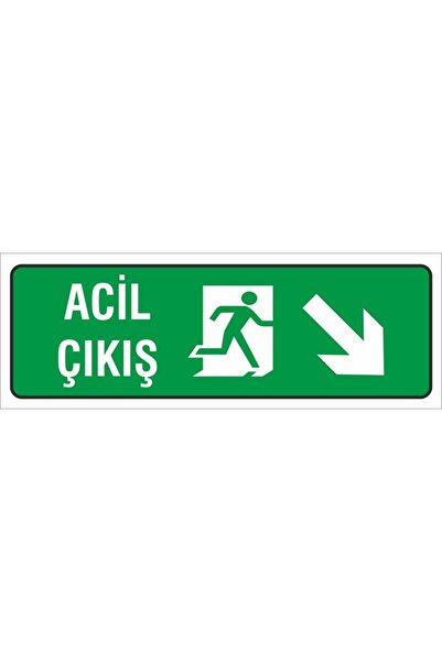 ünalgrup Iş Güvenliği Uyarı Levhası ( Acil Çıkış Sağ Alt ) 12x34 Cm. (FD-1234...