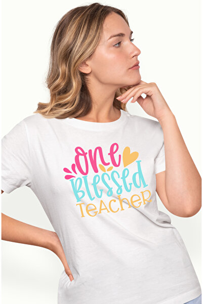 StoryGift Romania Tricou Femei Cu Mesajul One Blessed Tecaher, Profesie De Pr...