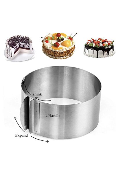 PUFO Inel metalic reglabil pentru tort, fursecuri, înălțime 8,5 cm, argintiu