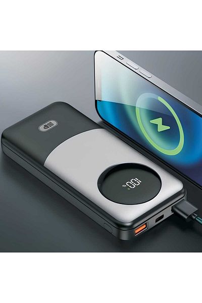 SP 20000mAh Power Bank with 22.5W, 2 USB Ports, 1 PD Port, and Display