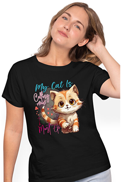 StoryGift Romania Tricou Femei cu pisoi cu mesajul "My cat is calling and I m...