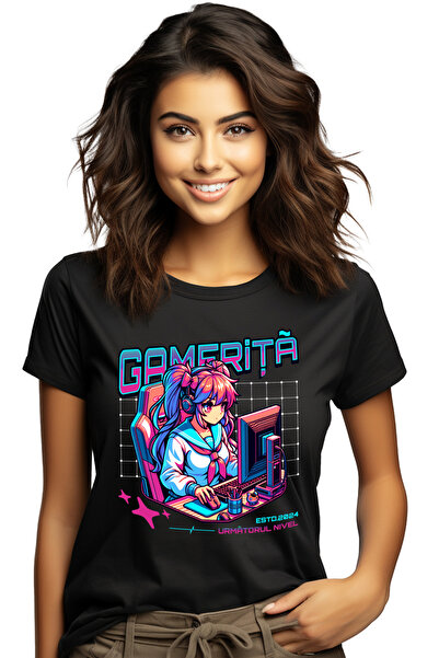 StoryGift Romania Tricou Femei Gamerita. Următorul Nivel stil anime joc video...