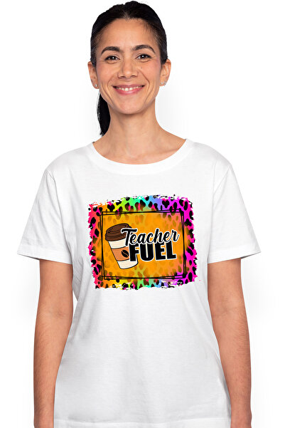 StoryGift Romania Tricou Femei cu mesajul "Teacher fuel", ilustratie, scoala,...