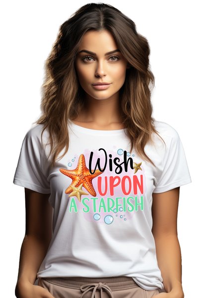 StoryGift Romania Tricou Femei cu mesajul "Wish upon a starfish", vara, vacan...