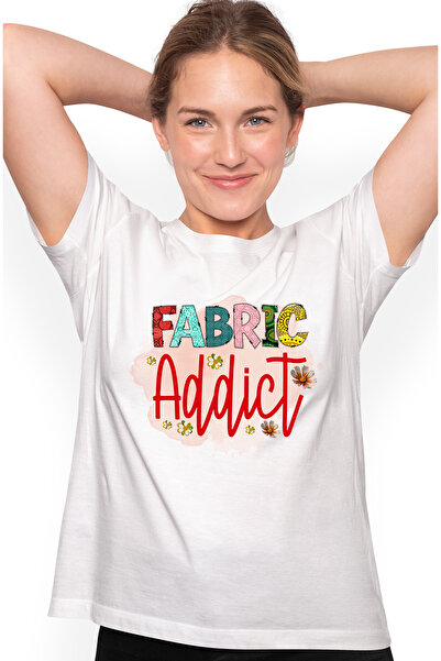 StoryGift Romania Tricou Femei cu mesajul "Fabric addict", profesie, ilustrat...