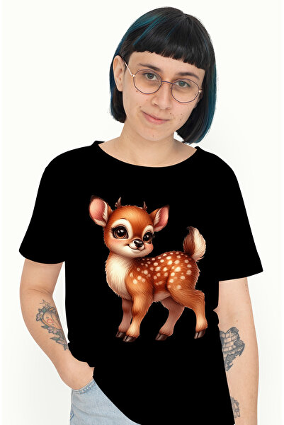 StoryGift Romania Tricou Femei cu o caprioara micuta, ilustratie, natura, fer...