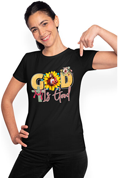 StoryGift Romania Tricou Femei cu mesajul "God is good", religie, ilustratie,...