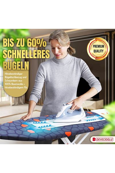 HARBINGER Bügelbrett, Bügeleisen Ablage, Bügelbrettbezug 36X114cm, Höhe 50-80cm, Schwarz