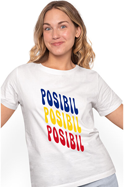 StoryGift Romania Tricou Femei Cuvantul Posibil, in Culorile Steagului Romani...