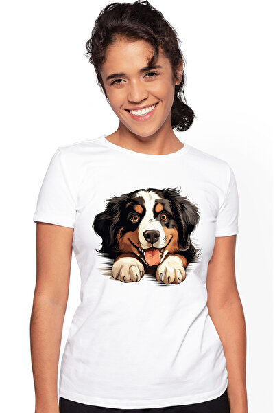 StoryGift Romania Tricou Femei cu un catelus fericit, zambeste, labute, ghear...