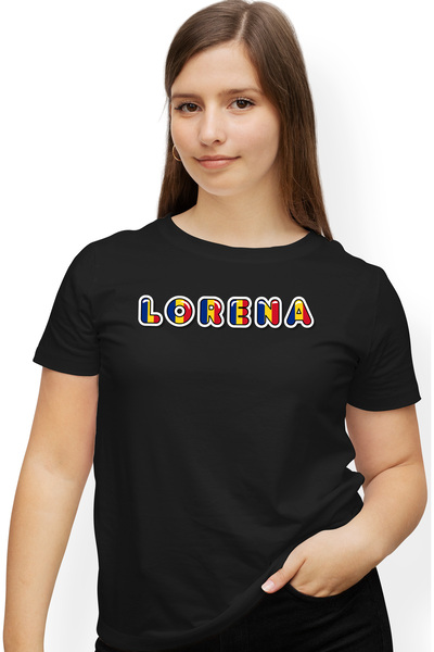 StoryGift Romania Tricou Femei Cu Numele Lorena, Romania, Suporter, Steagul Romaniei, Patriot, cu BLK_M