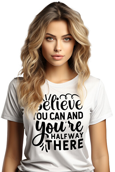 StoryGift Romania Tricou Femei cu mesaj motivational "Believe you can and you...