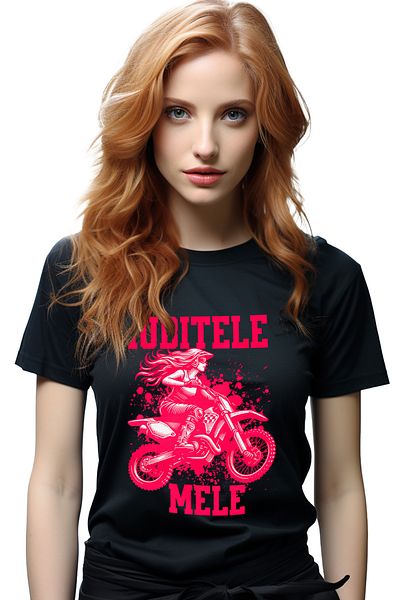 StoryGift Romania Tricou Femei iubitele mele femeie si motocicleta viteza aventura cu imprimeu pe BLK_L