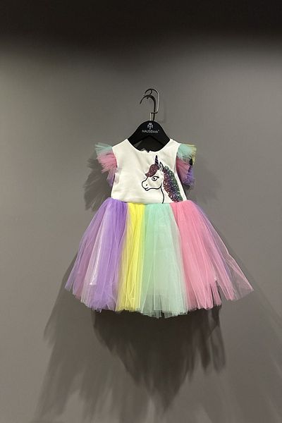 HAUSEkids 2-9 Years Pink Love Payent Girl's Dress-Ecru