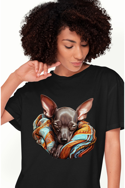 StoryGift Romania Tricou Femei cu un catel cu par scurt, ilustratie, doarme, ...