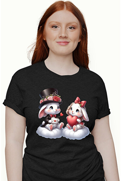 StoryGift Romania Tricou Femei cu o iepuroaica si un iepure, ilustratie, tine...