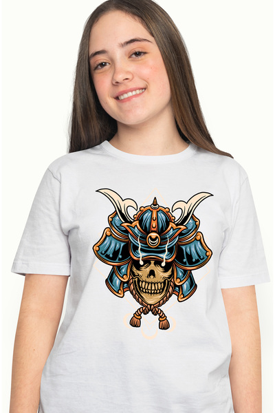 StoryGift Romania Tricou Femei Cu Casca, Samurai, Schelet, Sfoara, Craniu, Geometrie, Multicolor WHT_S