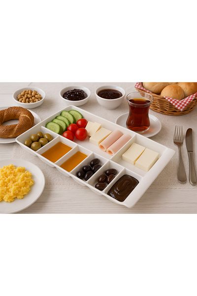 Veliday Melamine 8 Compartment Breakfast - Quality Thick Melamine Breakfast