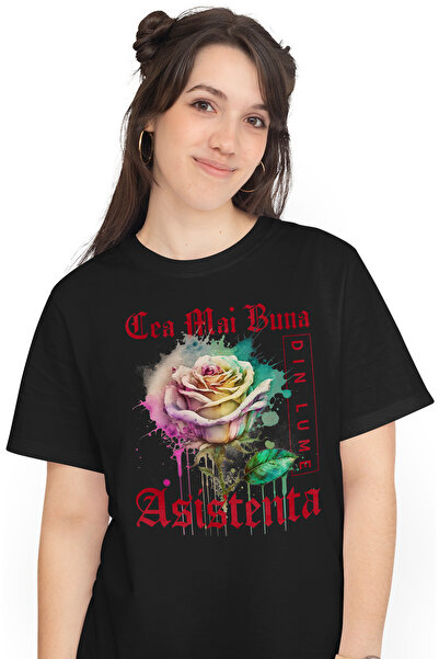 StoryGift Romania Tricou Femei Cu Textul Cea Mai Buna Asistenta, Din Lume, Fl...