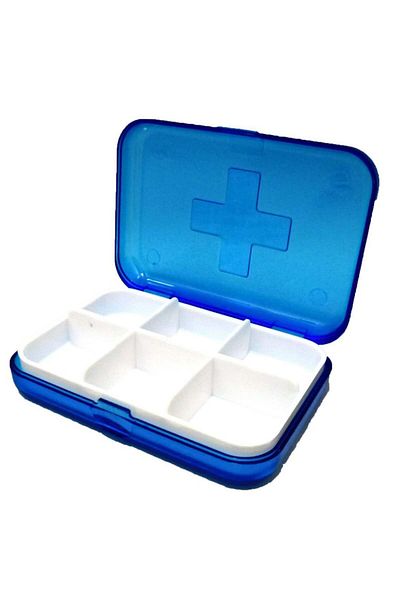 PUFO Square box for organizing medicines, vitamins or supplements, Pufo Medicine, 9 cm, blue