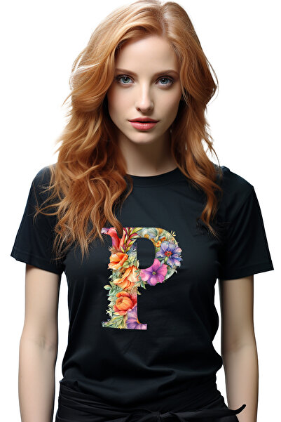 StoryGift Romania Tricou Femei cu litera "P", ilustratie, pentru copii, scoal...