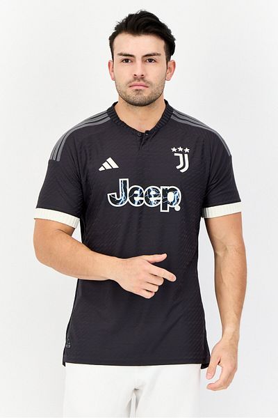 adidas Men Slim Fit Short Sleeve Juventus Football Jersey, Charcoal Grey
