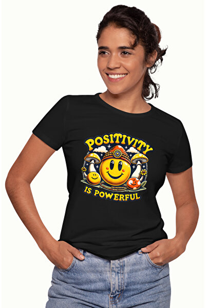 StoryGift Romania Tricou Femei cu un emoji vesel cu mesajul "Positivity is po...