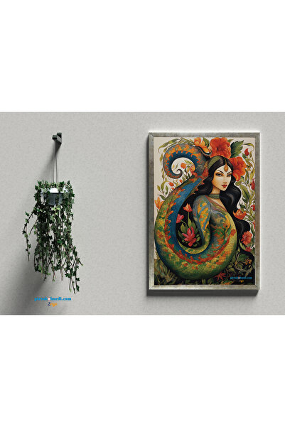 ZERYA Postera Şahmeran - Şahmaran Temalı Çerçeveli Poster (32X47 cm ÇERÇEVELİ)