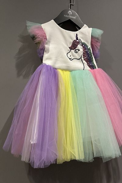 HAUSEkids 2-9 Years Pink Love Payent Girl's Dress-Ecru