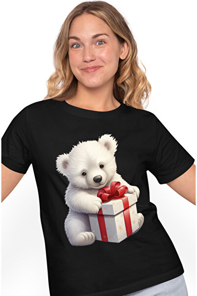 StoryGift Romania Tricou Femei cu un ursulet polar care are un cadou, a fost ...