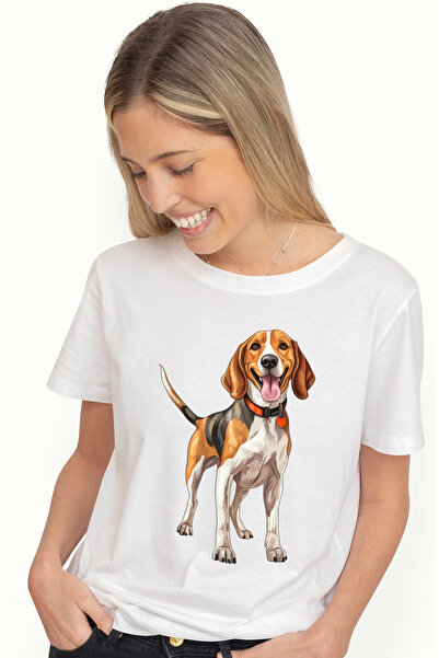 StoryGift Romania Tricou Femei cu un catel jucaus, ilustratie, coada ridicata...