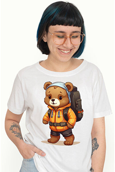 StoryGift Romania Tricou Femei cu un ursulet explorator, ilustratie, descoper...