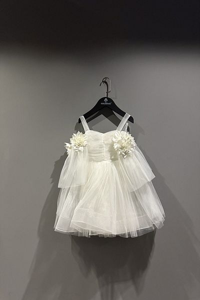 HAUSEkids 4-8 Years Milla Flowers Girl's Evening Dress-Ecru