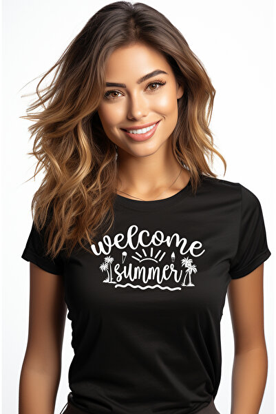 StoryGift Romania Tricou Femei cu textul in engleza "Welcome, summer" - bun-v...