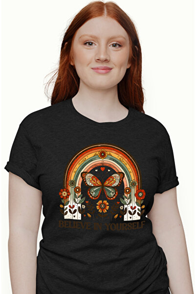 StoryGift Romania Tricou Femei cu mesajul "Believe in yourself", ilustratie, ...