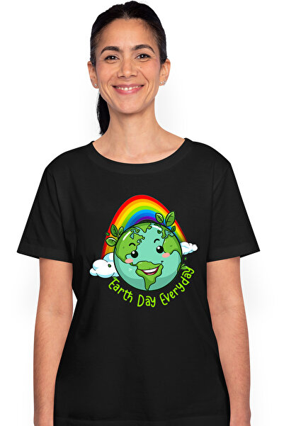StoryGift Romania Tricou Femei cu mesajul "Earth day everyday", ilustratie, c...