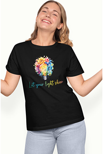 StoryGift Romania Tricou Femei cu mesajul "Let your light shine", ilustratie,...