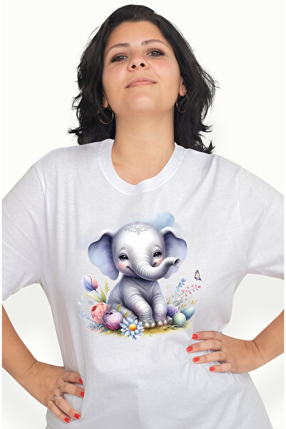 StoryGift Romania Tricou Femei cu un pui de elefant care sta degeaba, ilustra...