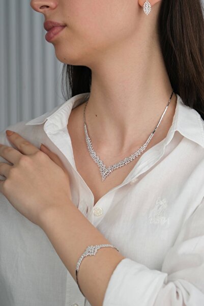 Güzide Kuyumcu 14 Ayar Beyaz Altın Taşlı Düğün Seti 76