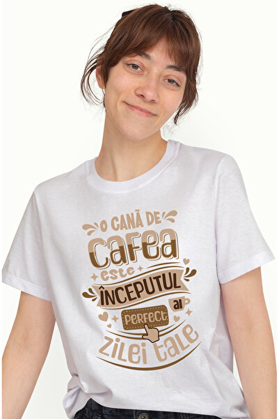 StoryGift Romania Tricou Femei O cafea e inceputul perfect al zilei tale ener...
