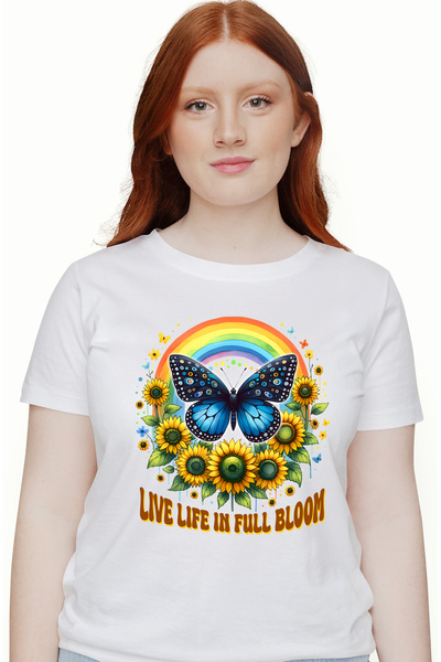 StoryGift Romania Tricou Femei cu mesajul "Live life in full bloom", traieste...