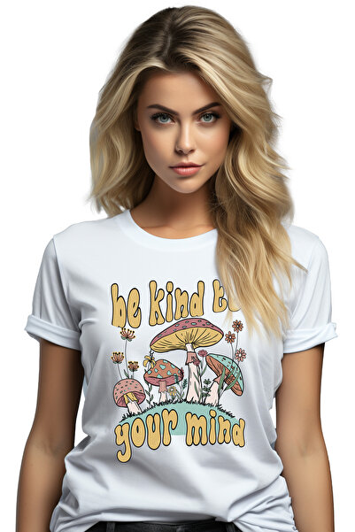 StoryGift Romania Tricou Femei cu mesajul "Be kind to your mind", ilustratie,...