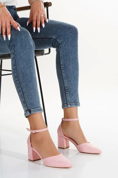 Satenora Pantofi cu toc gros Ravi Powder Pink