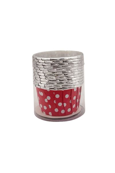 MODGER Red Silver Polka Dot Muffin Cake Capsule 50Pcs - V