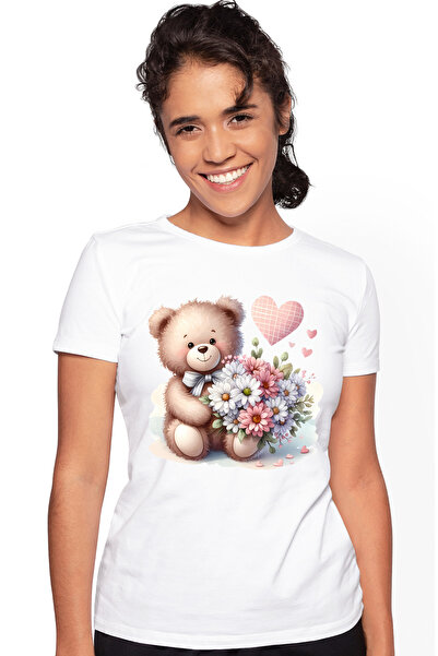 StoryGift Romania Tricou Femei cu un ursulet de plus imbujorat, ilustratie, t...