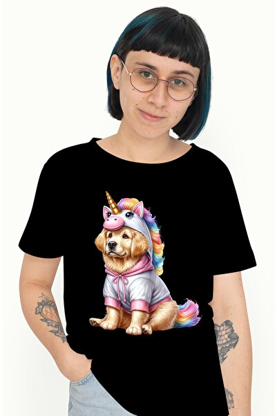 StoryGift Romania Tricou Femei cu un catel Golden Retriever cuminte, ilustrat...