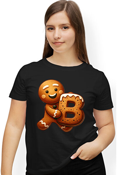 StoryGift Romania Tricou Femei cu un omulet din turta dulce care tine litera ...